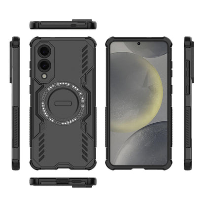 Samsung Galaxy S25 Edge 5G Butterfly Armor MagSafe Magnetic Ring Shockproof Protective Phone Case with Stand
