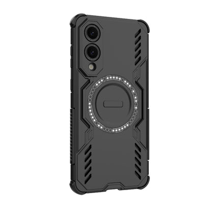 Samsung Galaxy S25 Edge 5G Butterfly Armor MagSafe Magnetic Ring Shockproof Protective Phone Case with Stand