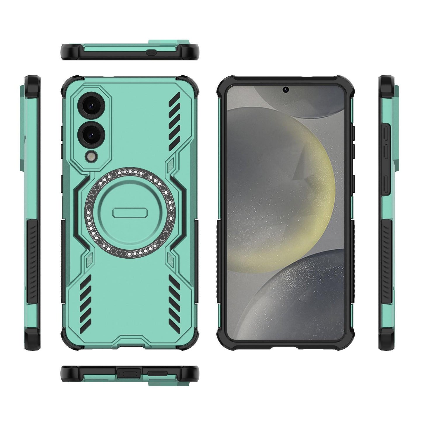 Samsung Galaxy S25 Edge 5G Butterfly Armor MagSafe Magnetic Ring Shockproof Protective Phone Case with Stand
