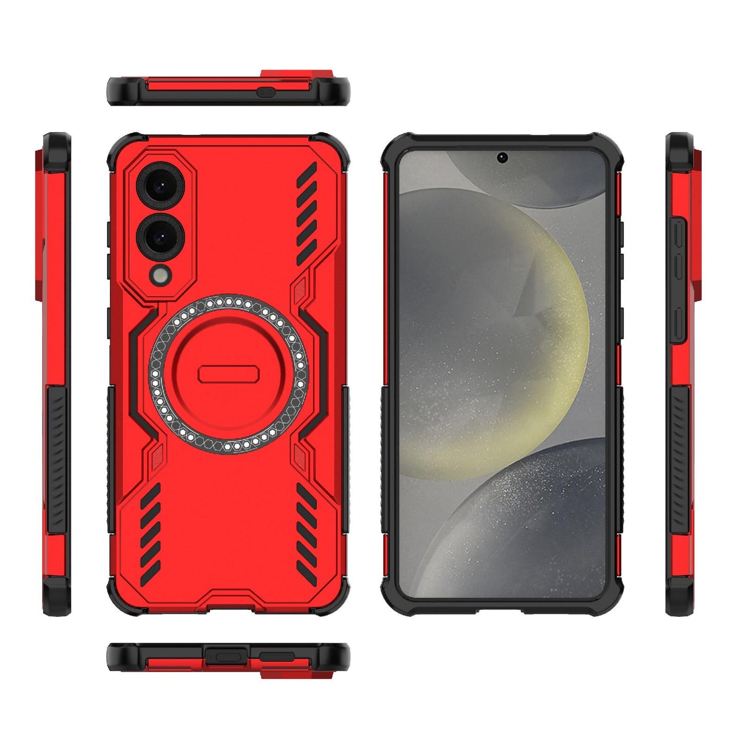 Samsung Galaxy S25 Edge 5G Butterfly Armor MagSafe Magnetic Ring Shockproof Protective Phone Case with Stand