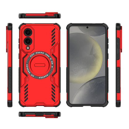 Samsung Galaxy S25 Edge 5G Butterfly Armor MagSafe Magnetic Ring Shockproof Protective Phone Case with Stand