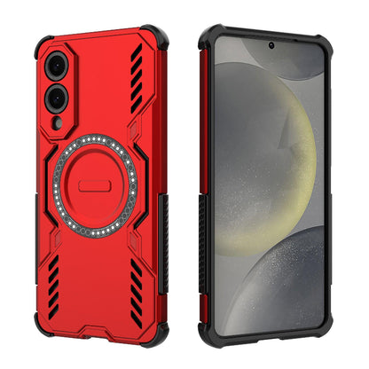 Samsung Galaxy S25 Edge 5G Butterfly Armor MagSafe Magnetic Ring Shockproof Protective Phone Case with Stand