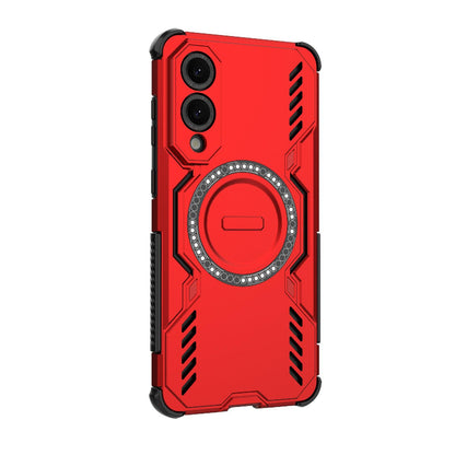 Samsung Galaxy S25 Edge 5G Butterfly Armor MagSafe Magnetic Ring Shockproof Protective Phone Case with Stand