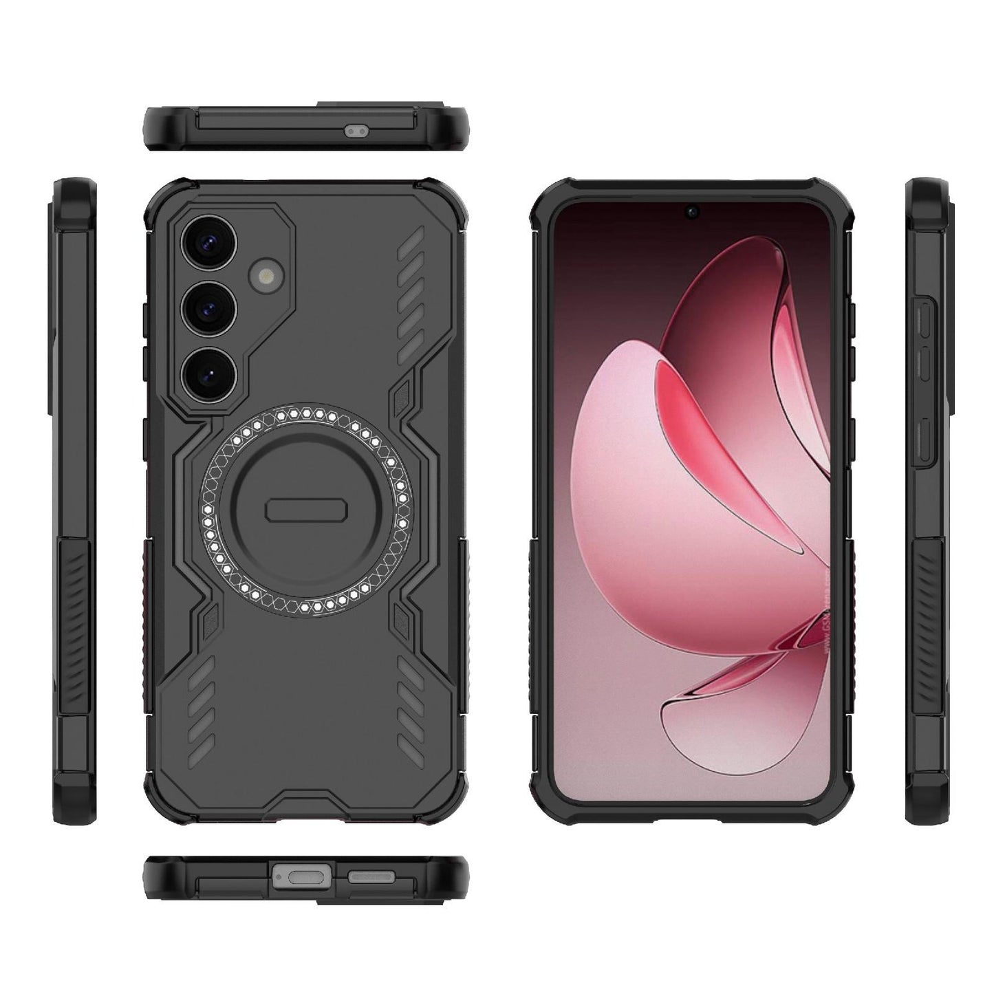 Samsung Galaxy S25 5G Butterfly Armor MagSafe Magnetic Ring Shockproof Protective Phone Case with Stand