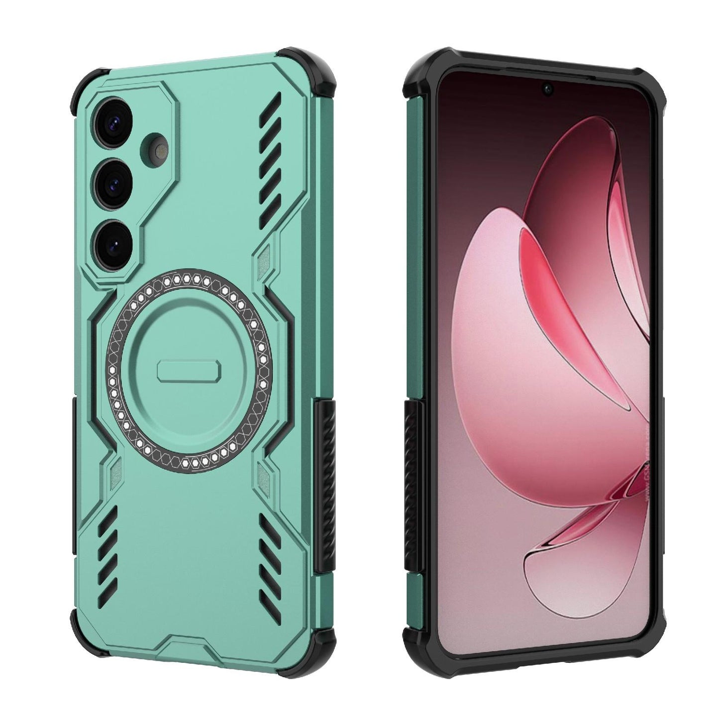 Samsung Galaxy S25 5G Butterfly Armor MagSafe Magnetic Ring Shockproof Protective Phone Case with Stand