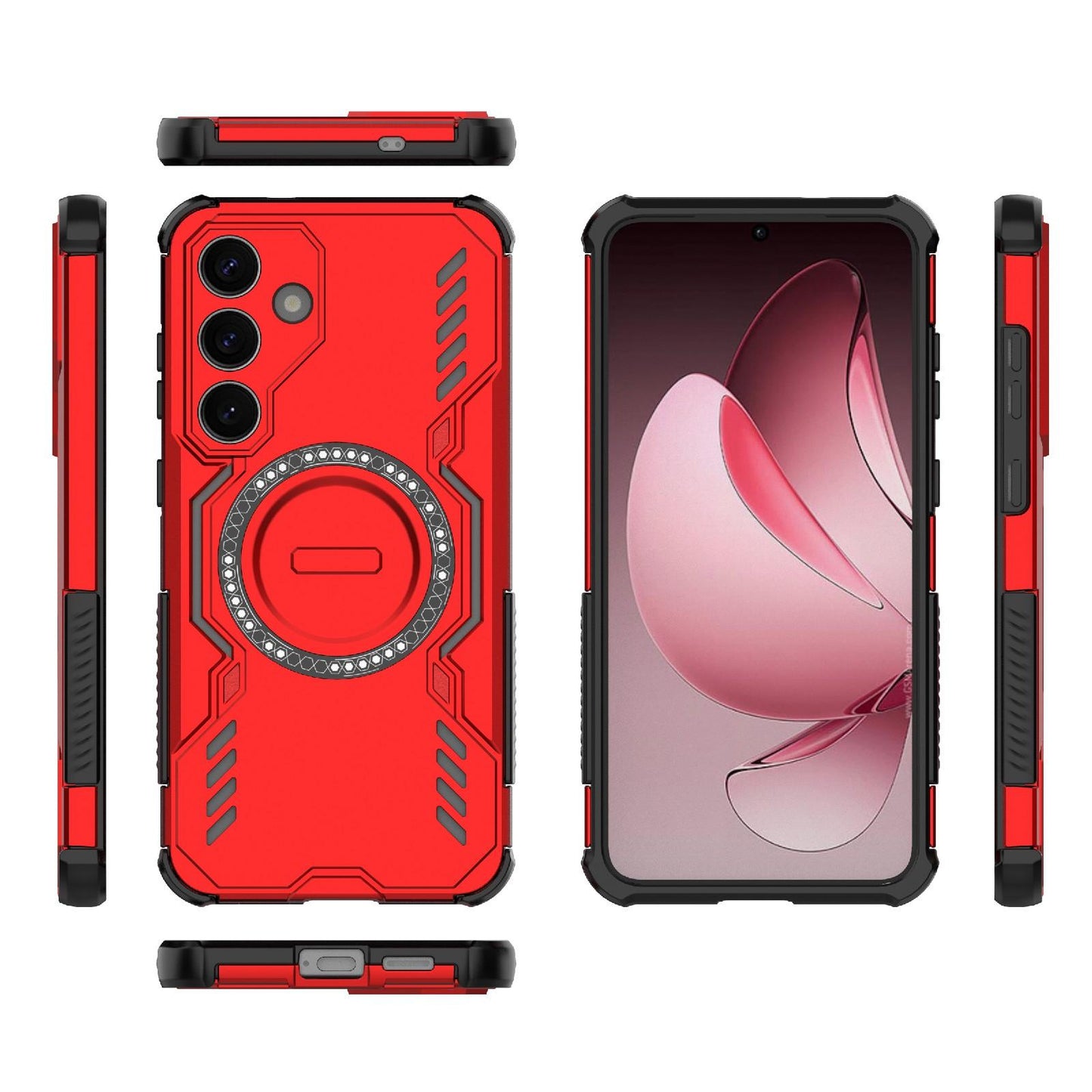 Samsung Galaxy S25 5G Butterfly Armor MagSafe Magnetic Ring Shockproof Protective Phone Case with Stand
