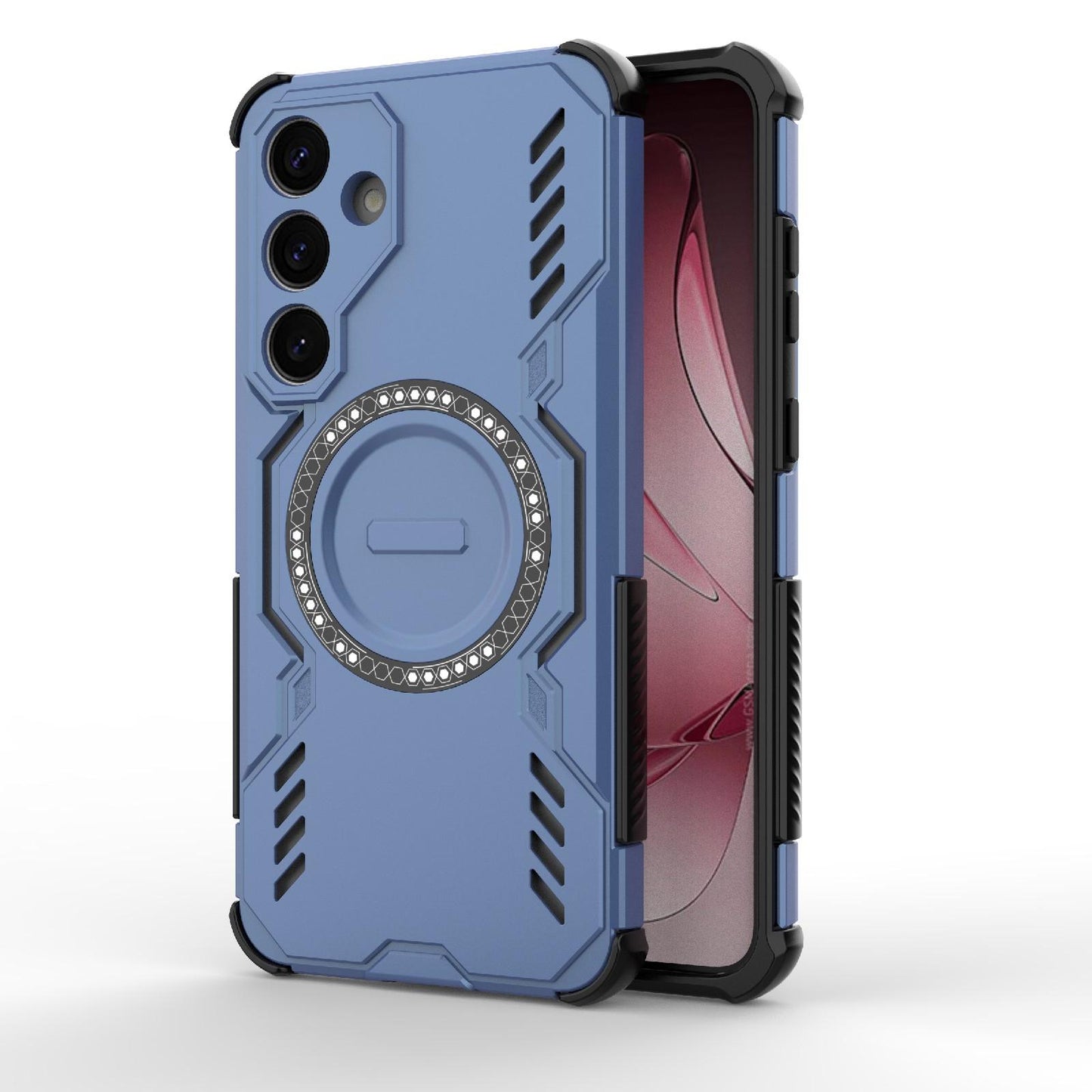 Samsung Galaxy S25+ 5G Butterfly Armor MagSafe Magnetic Ring Shockproof Protective Phone Case with Stand