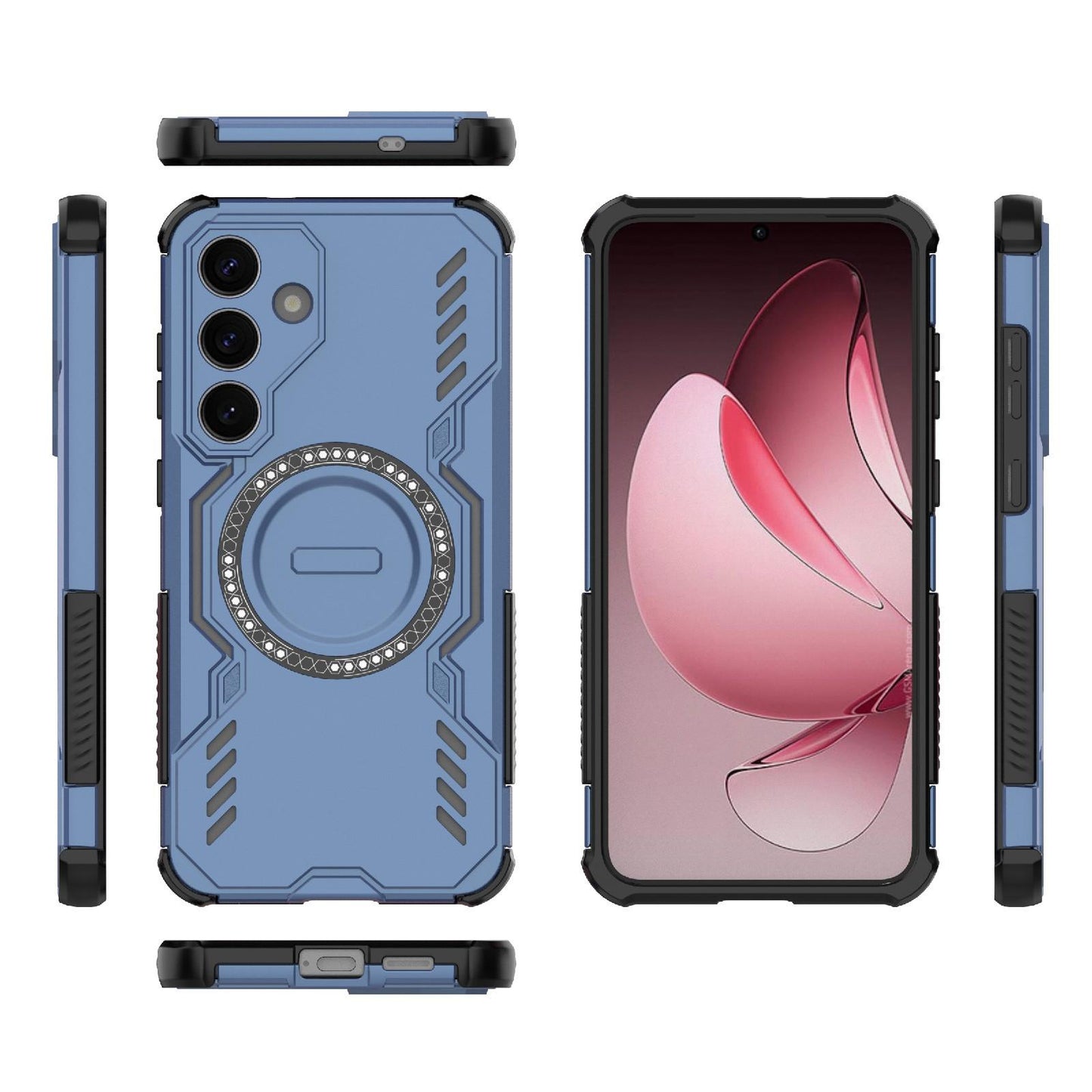 Samsung Galaxy S25+ 5G Butterfly Armor MagSafe Magnetic Ring Shockproof Protective Phone Case with Stand