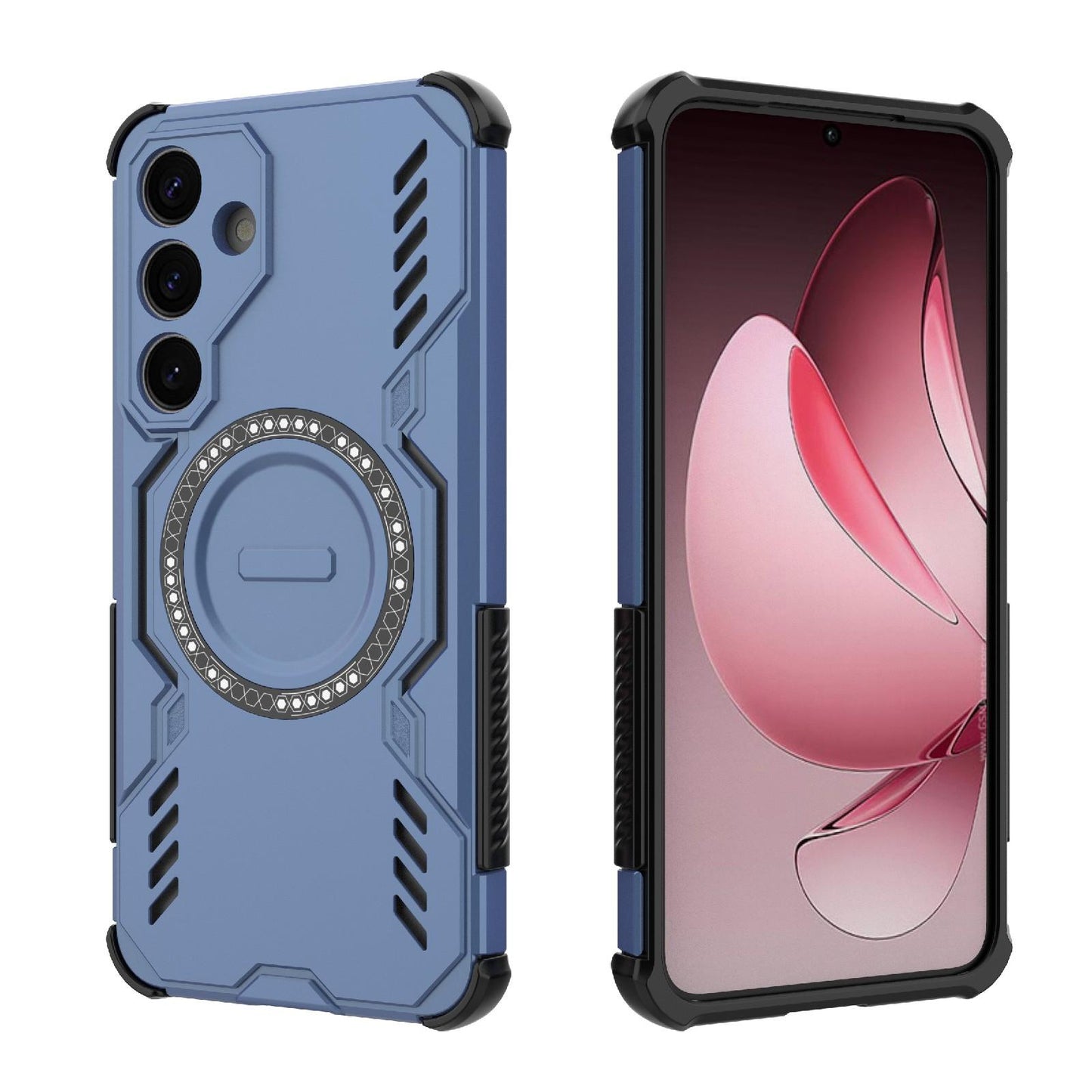 Samsung Galaxy S25+ 5G Butterfly Armor MagSafe Magnetic Ring Shockproof Protective Phone Case with Stand