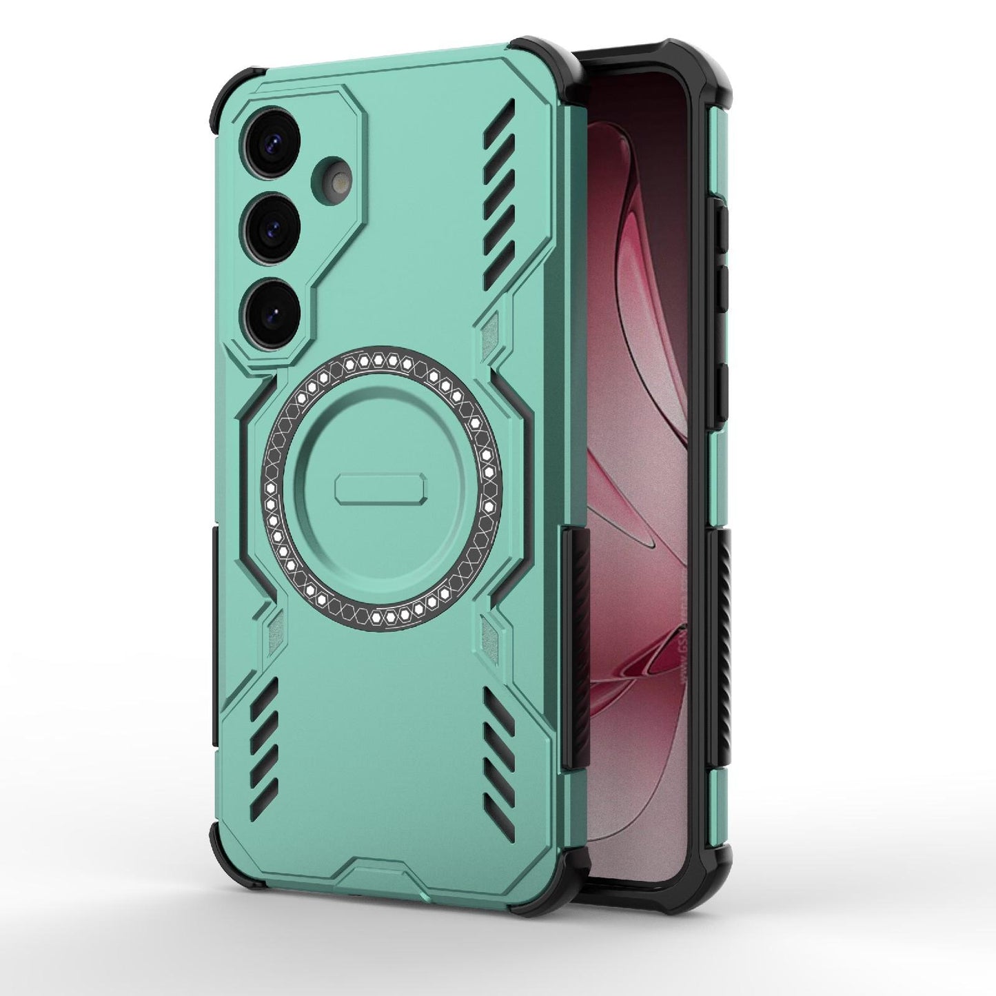 Samsung Galaxy S25+ 5G Butterfly Armor MagSafe Magnetic Ring Shockproof Protective Phone Case with Stand