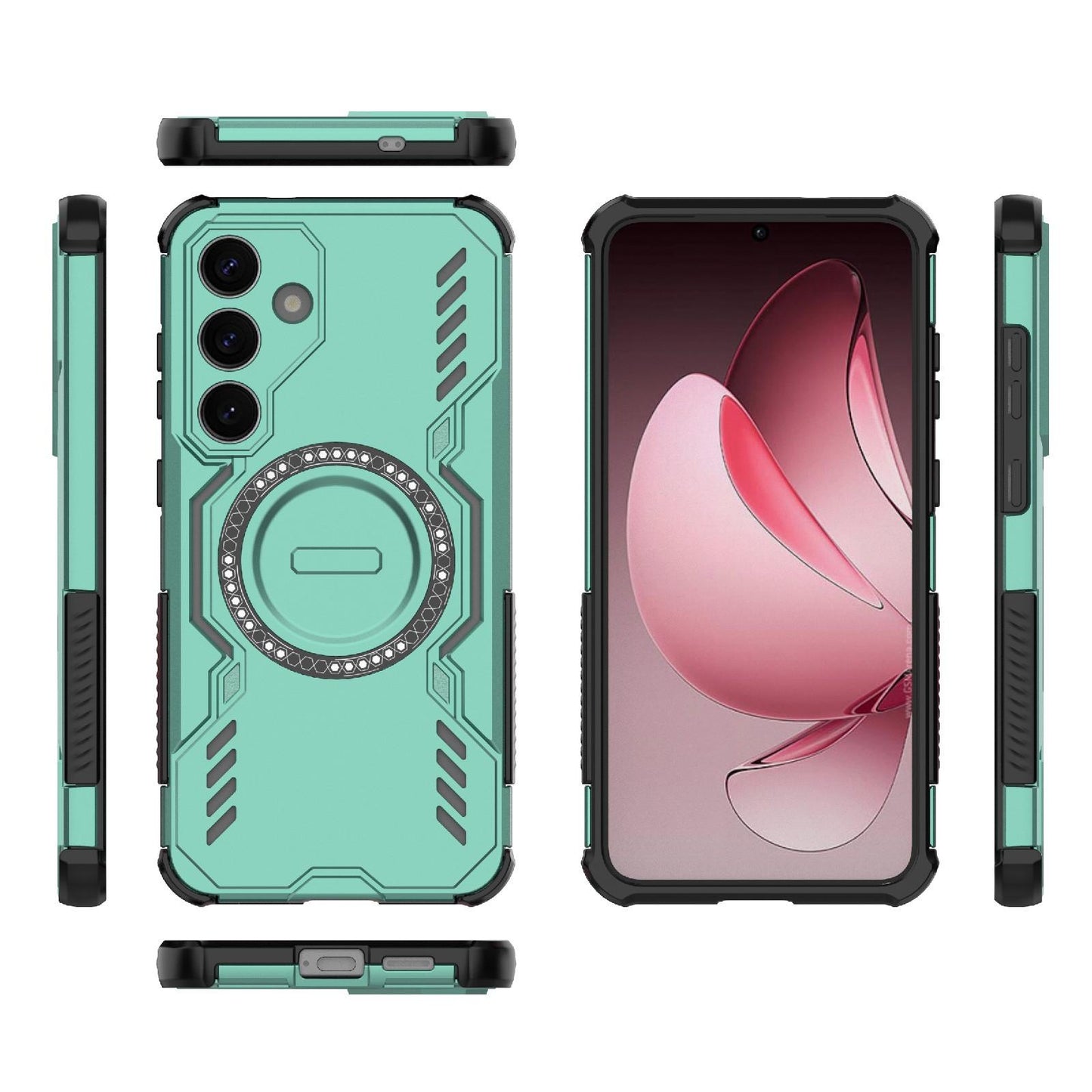 Samsung Galaxy S25+ 5G Butterfly Armor MagSafe Magnetic Ring Shockproof Protective Phone Case with Stand