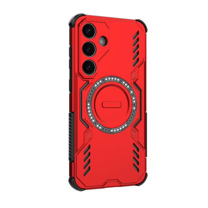Samsung Galaxy S25+ 5G Butterfly Armor MagSafe Magnetic Ring Shockproof Protective Phone Case with Stand