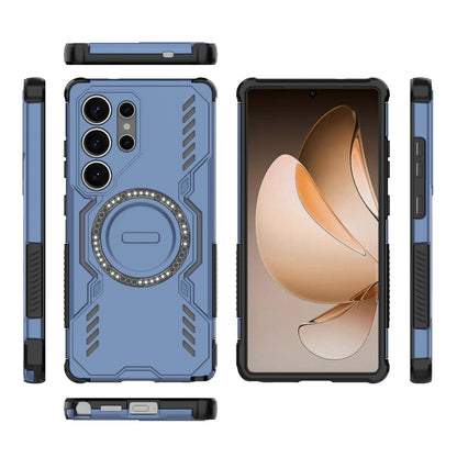 Samsung Galaxy S25 Ultra 5G Butterfly Armor MagSafe Magnetic Ring Shockproof Protective Phone Case with Stand