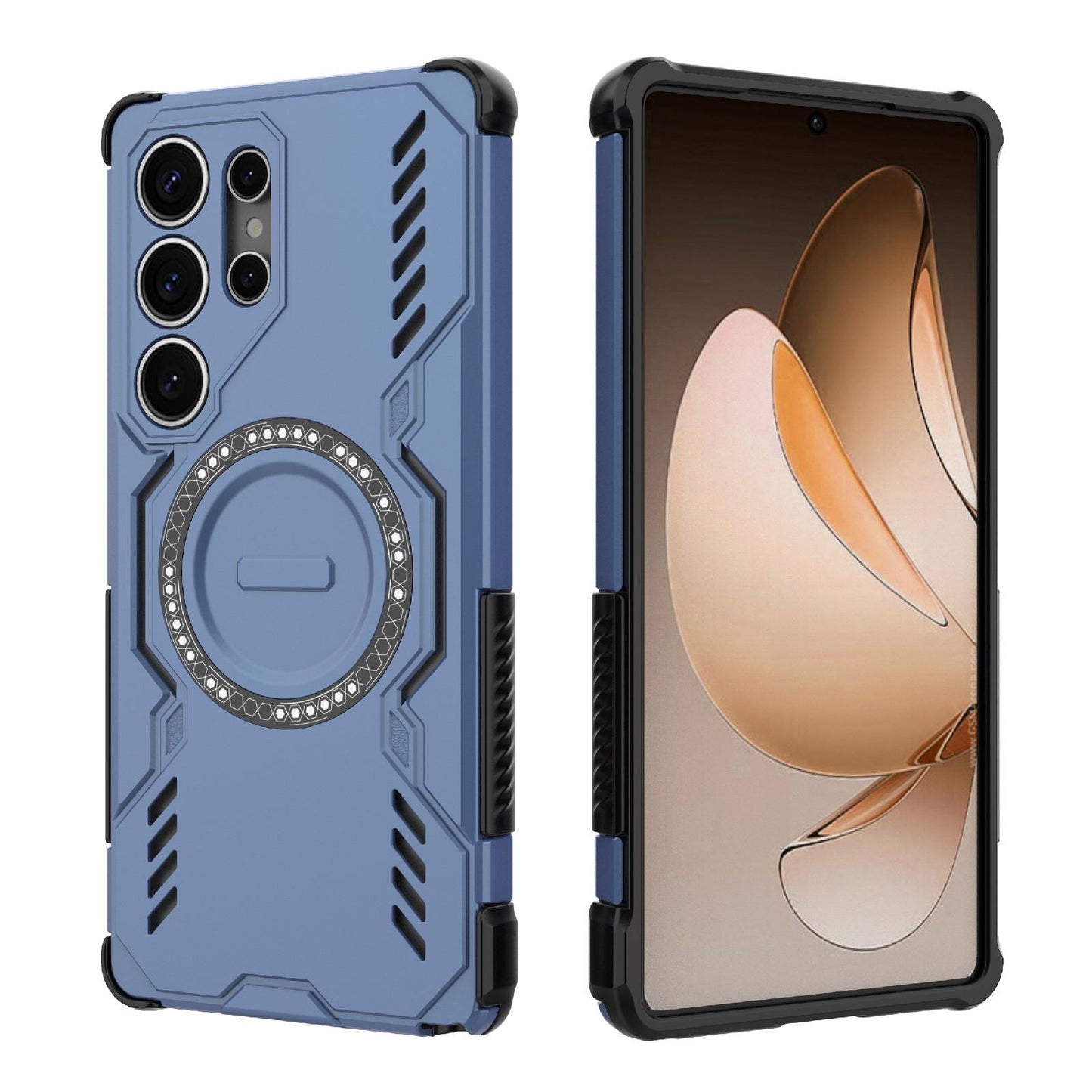 Samsung Galaxy S25 Ultra 5G Butterfly Armor MagSafe Magnetic Ring Shockproof Protective Phone Case with Stand