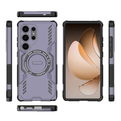 Samsung Galaxy S25 Ultra 5G Butterfly Armor MagSafe Magnetic Ring Shockproof Protective Phone Case with Stand