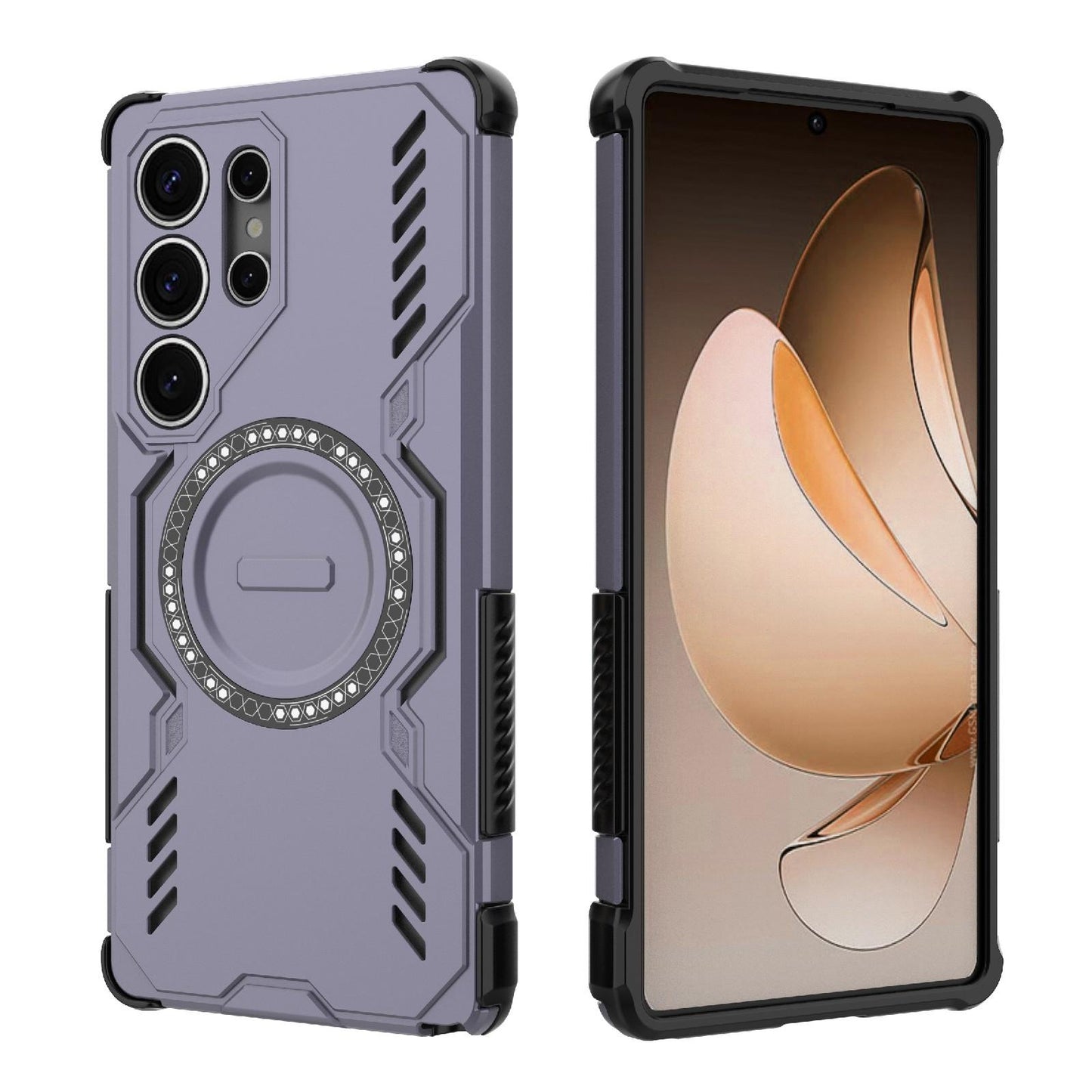 Samsung Galaxy S25 Ultra 5G Butterfly Armor MagSafe Magnetic Ring Shockproof Protective Phone Case with Stand