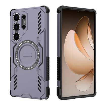 Samsung Galaxy S25 Ultra 5G Butterfly Armor MagSafe Magnetic Ring Shockproof Protective Phone Case with Stand