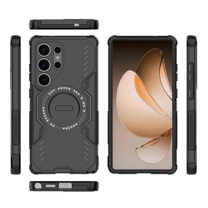 Samsung Galaxy S25 Ultra 5G Butterfly Armor MagSafe Magnetic Ring Shockproof Protective Phone Case with Stand