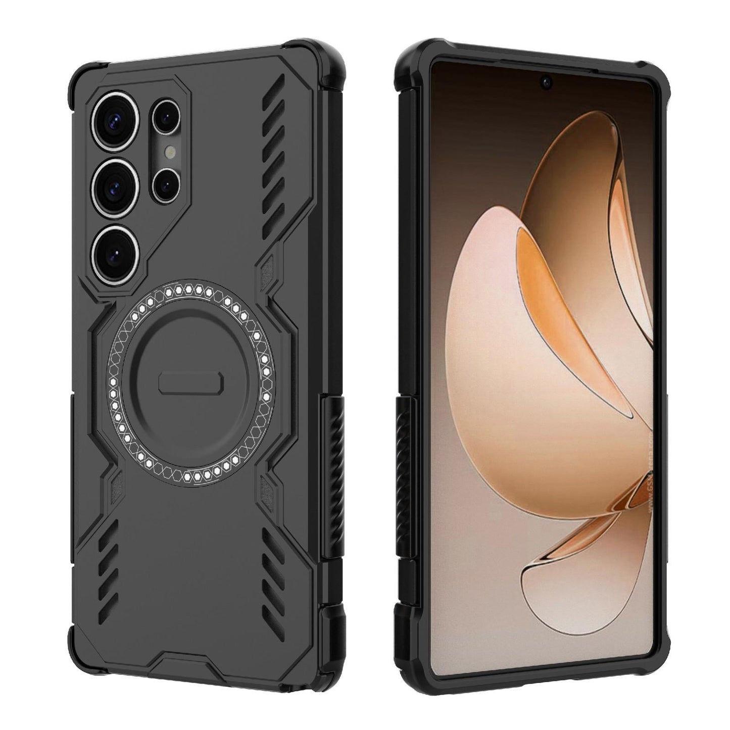 Samsung Galaxy S25 Ultra 5G Butterfly Armor MagSafe Magnetic Ring Shockproof Protective Phone Case with Stand