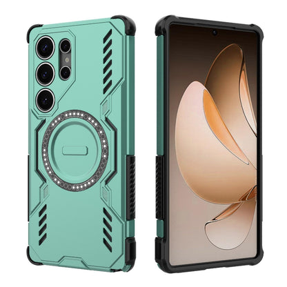 Samsung Galaxy S25 Ultra 5G Butterfly Armor MagSafe Magnetic Ring Shockproof Protective Phone Case with Stand