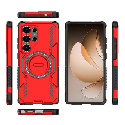 Samsung Galaxy S25 Ultra 5G Butterfly Armor MagSafe Magnetic Ring Shockproof Protective Phone Case with Stand