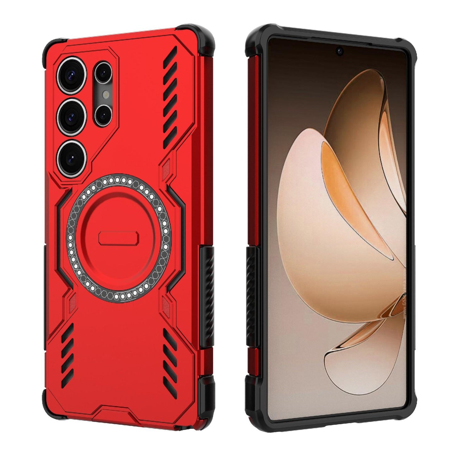 Samsung Galaxy S25 Ultra 5G Butterfly Armor MagSafe Magnetic Ring Shockproof Protective Phone Case with Stand