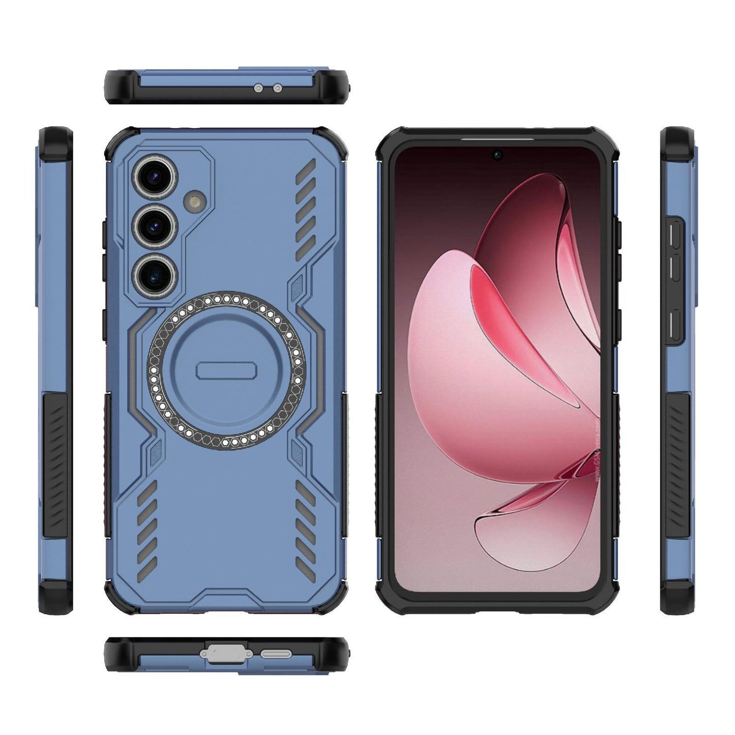 Samsung Galaxy S24 FE 5G Butterfly Armor MagSafe Magnetic Ring Shockproof Protective Phone Case with Stand