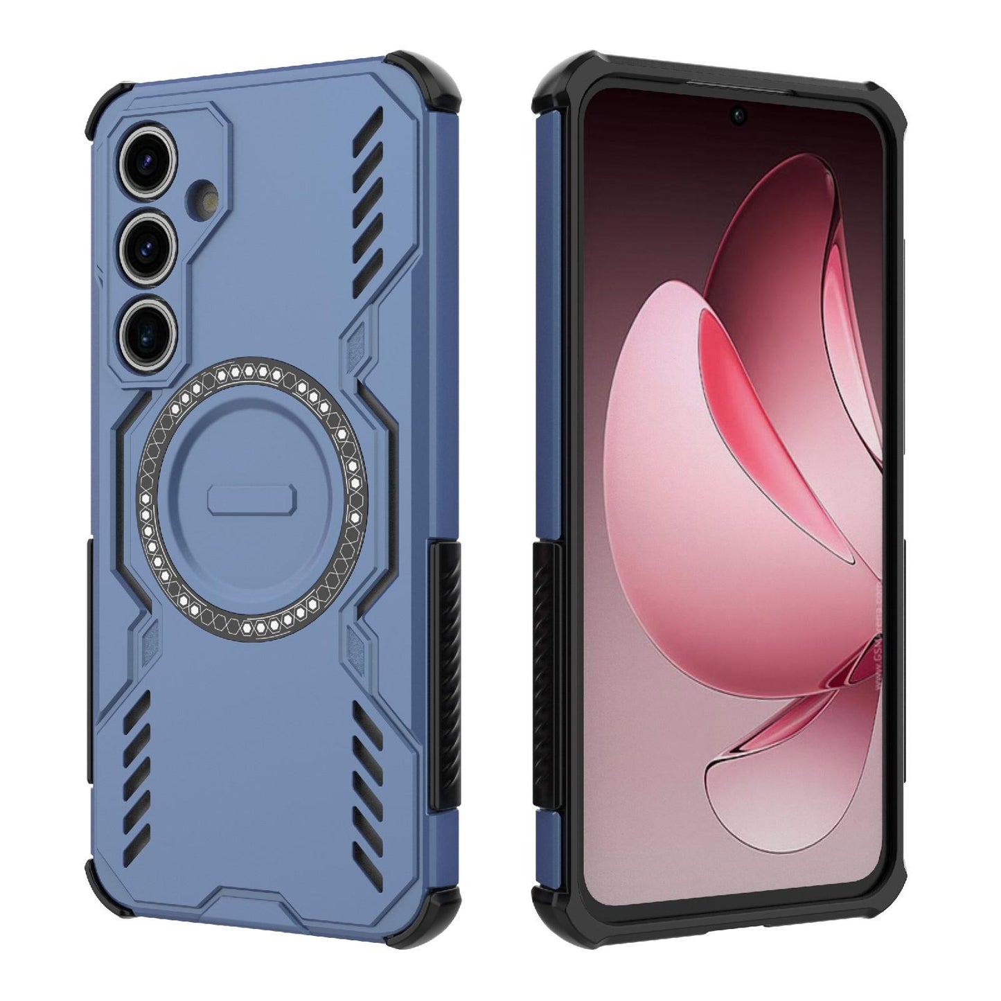 Samsung Galaxy S24 FE 5G Butterfly Armor MagSafe Magnetic Ring Shockproof Protective Phone Case with Stand