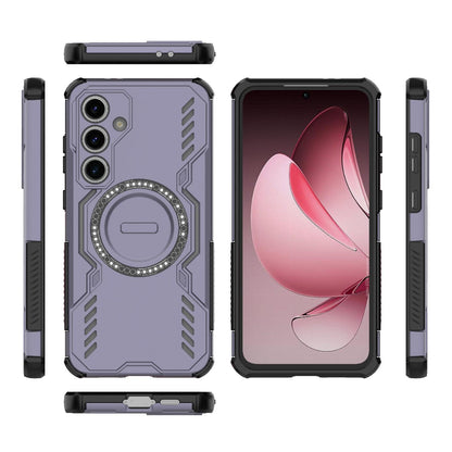 Samsung Galaxy S24 FE 5G Butterfly Armor MagSafe Magnetic Ring Shockproof Protective Phone Case with Stand