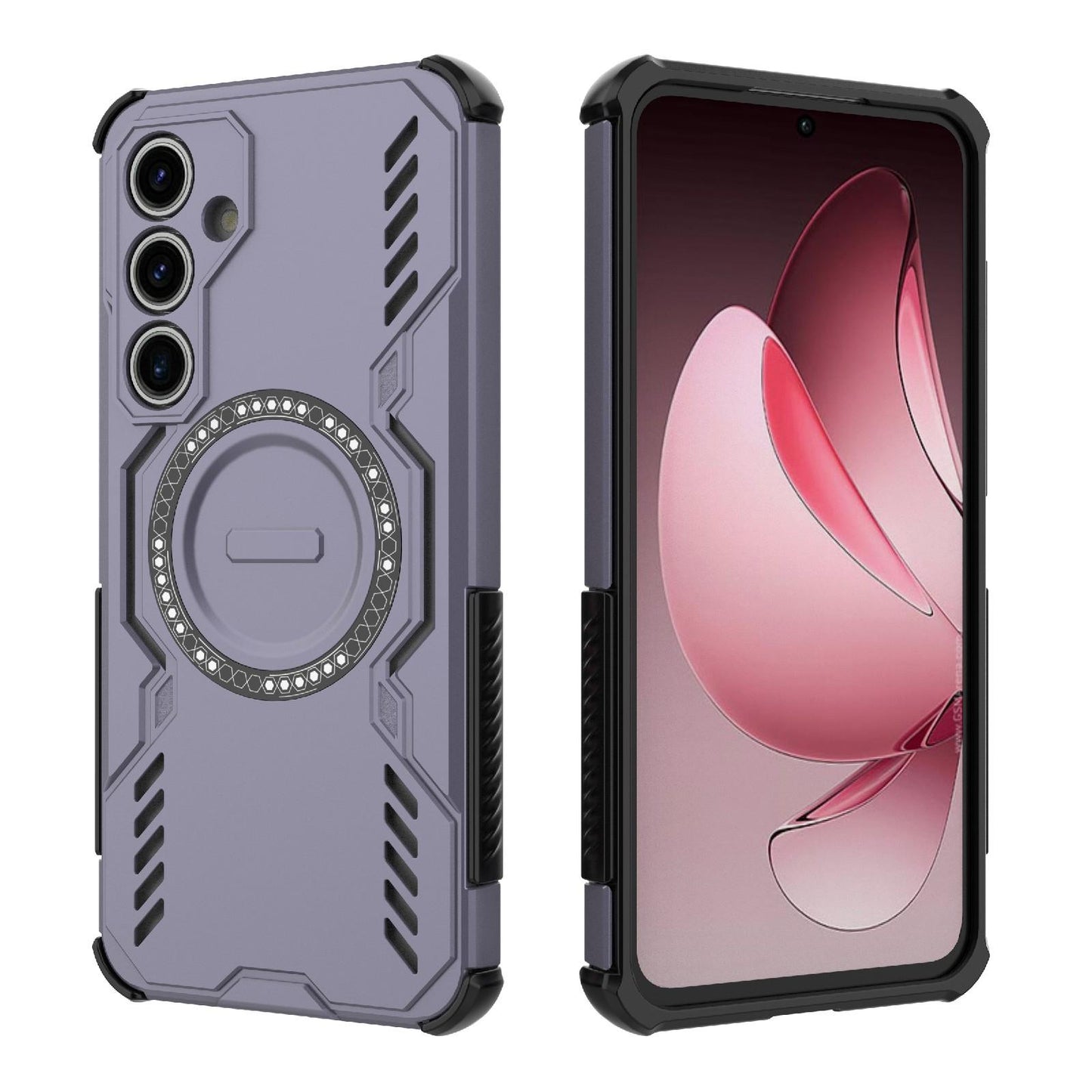 Samsung Galaxy S24 FE 5G Butterfly Armor MagSafe Magnetic Ring Shockproof Protective Phone Case with Stand