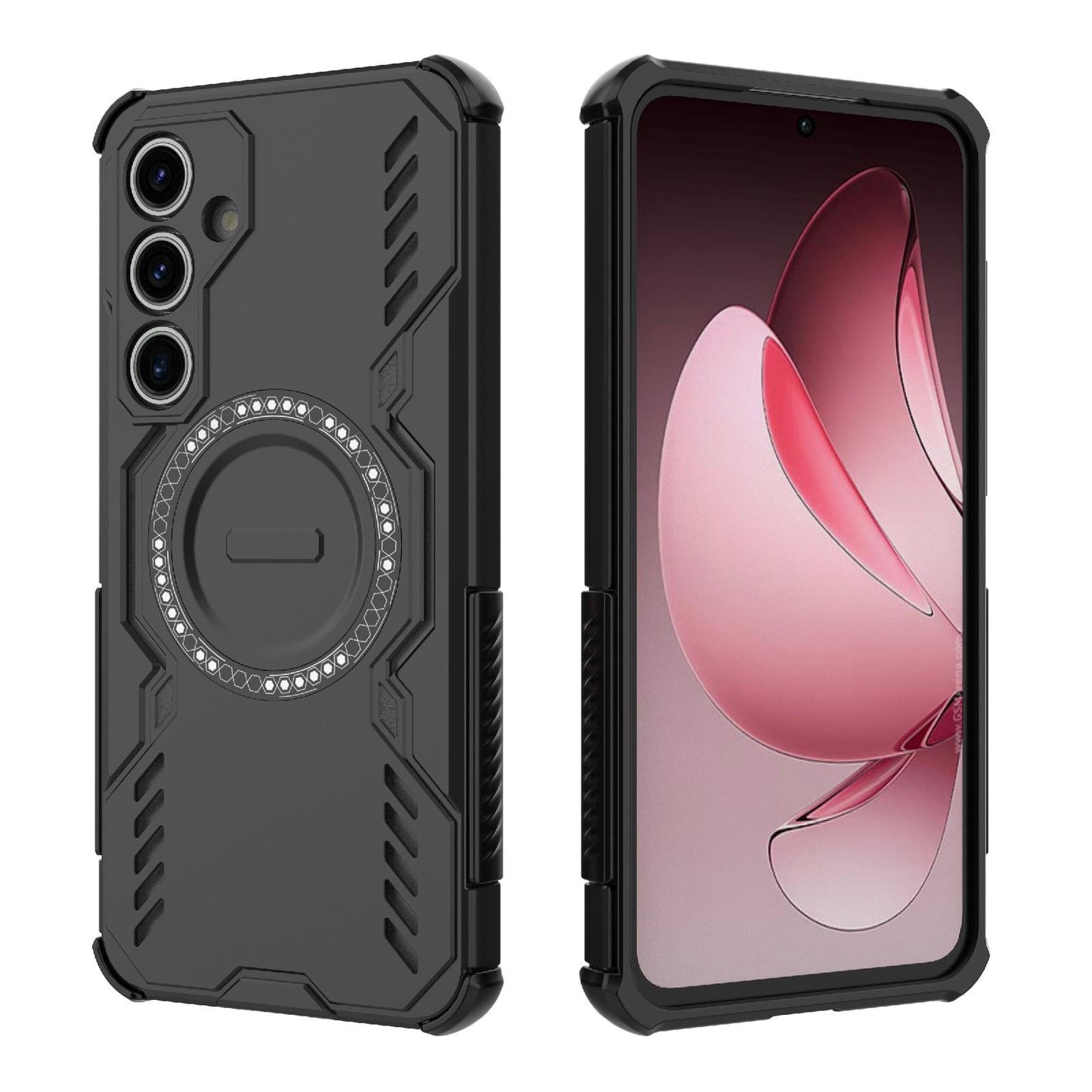 Samsung Galaxy S24 FE 5G Butterfly Armor MagSafe Magnetic Ring Shockproof Protective Phone Case with Stand