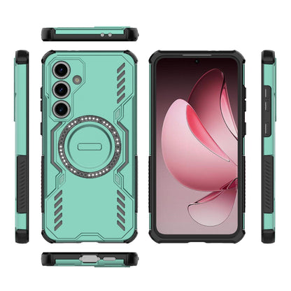 Samsung Galaxy S24 FE 5G Butterfly Armor MagSafe Magnetic Ring Shockproof Protective Phone Case with Stand