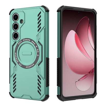 Samsung Galaxy S24 FE 5G Butterfly Armor MagSafe Magnetic Ring Shockproof Protective Phone Case with Stand