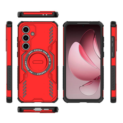 Samsung Galaxy S24 FE 5G Butterfly Armor MagSafe Magnetic Ring Shockproof Protective Phone Case with Stand