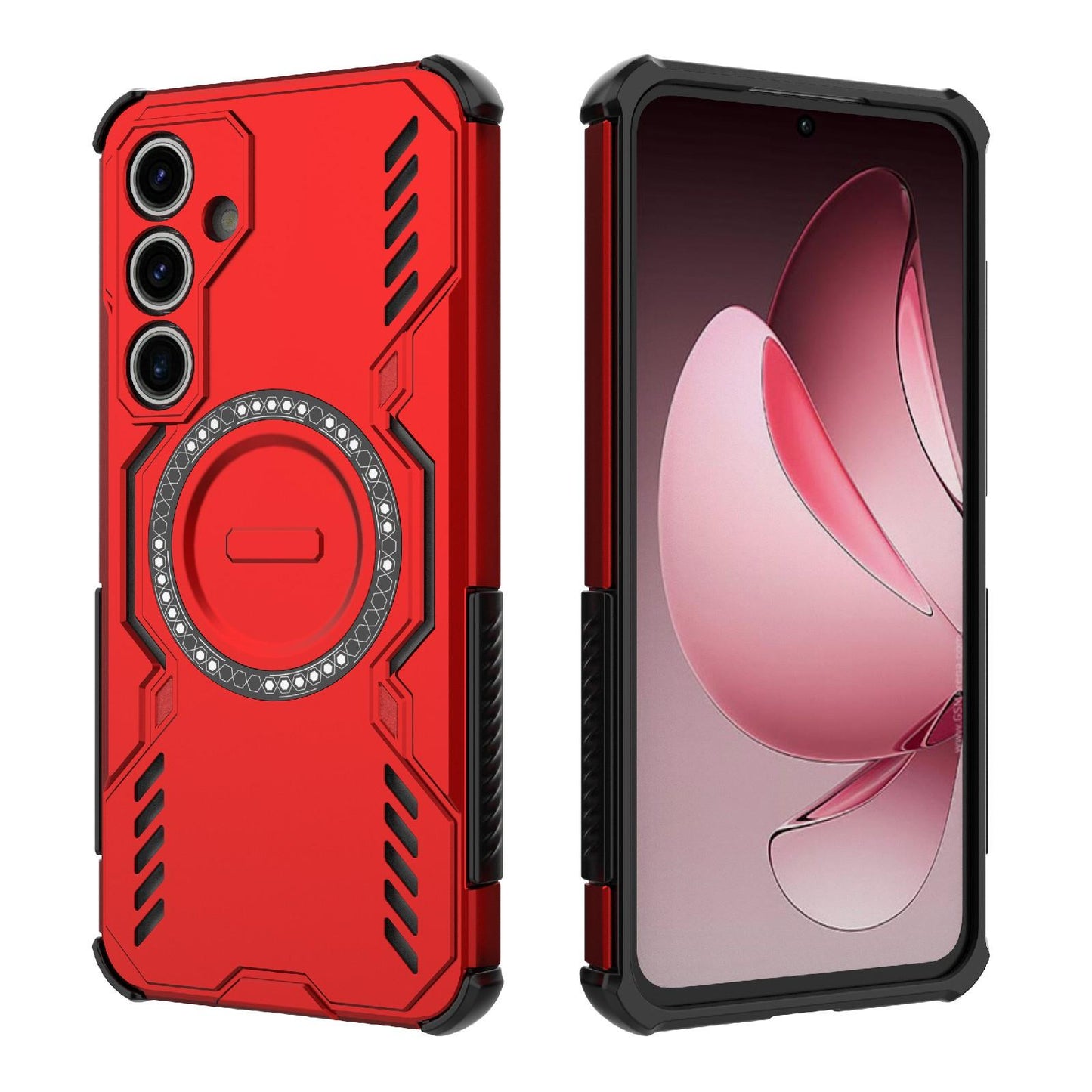 Samsung Galaxy S24 FE 5G Butterfly Armor MagSafe Magnetic Ring Shockproof Protective Phone Case with Stand