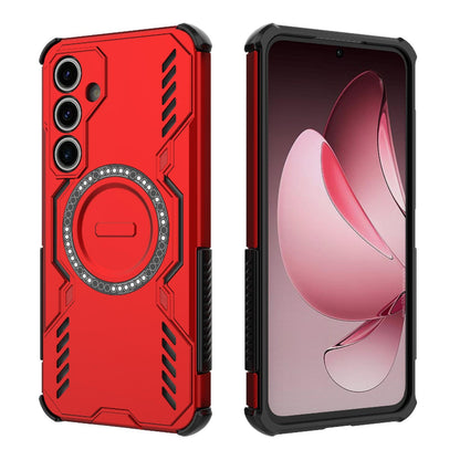 Samsung Galaxy S24 FE 5G Butterfly Armor MagSafe Magnetic Ring Shockproof Protective Phone Case with Stand