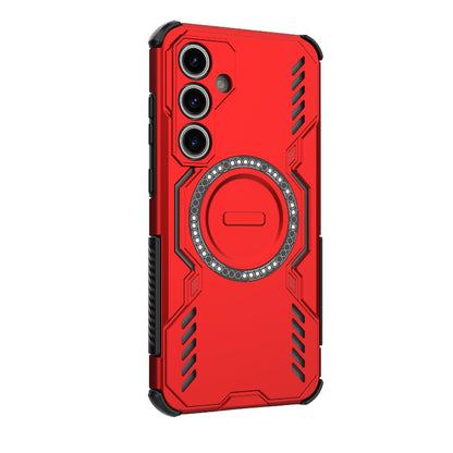 Samsung Galaxy S24 FE 5G Butterfly Armor MagSafe Magnetic Ring Shockproof Protective Phone Case with Stand