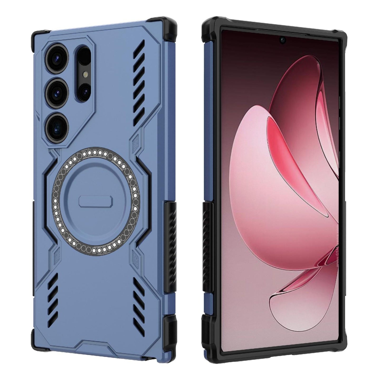 Samsung Galaxy S23 Ultra 5G Butterfly Armor MagSafe Magnetic Ring Shockproof Protective Phone Case with Stand