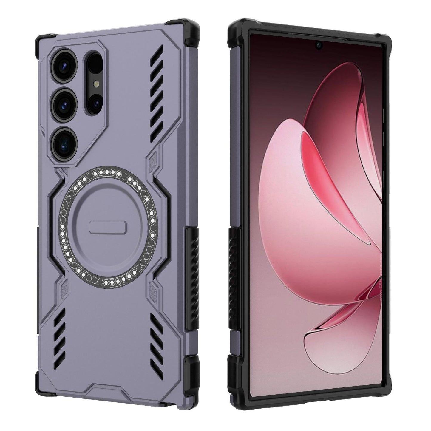 Samsung Galaxy S23 Ultra 5G Butterfly Armor MagSafe Magnetic Ring Shockproof Protective Phone Case with Stand