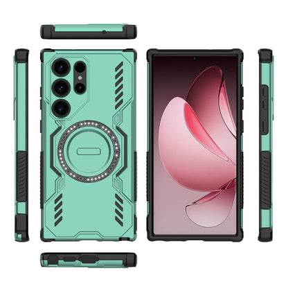 Samsung Galaxy S23 Ultra 5G Butterfly Armor MagSafe Magnetic Ring Shockproof Protective Phone Case with Stand