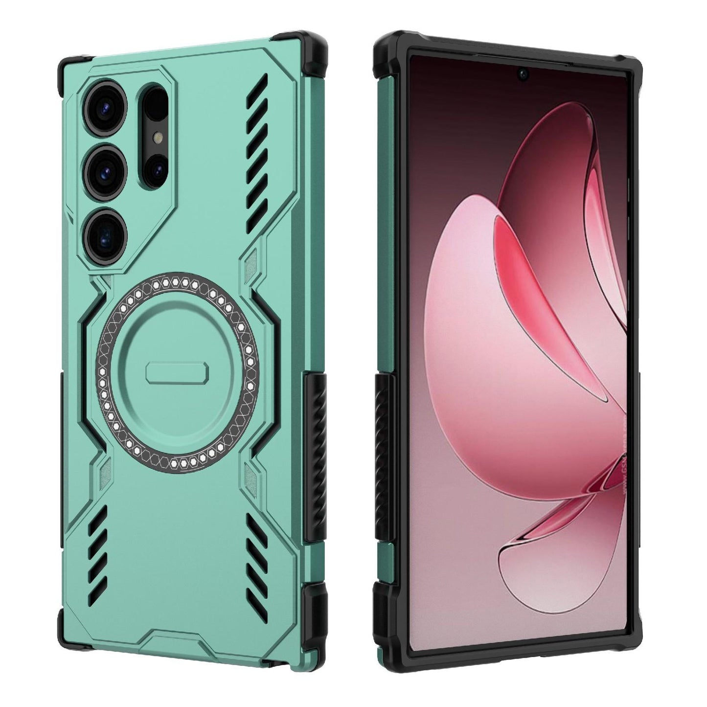 Samsung Galaxy S23 Ultra 5G Butterfly Armor MagSafe Magnetic Ring Shockproof Protective Phone Case with Stand