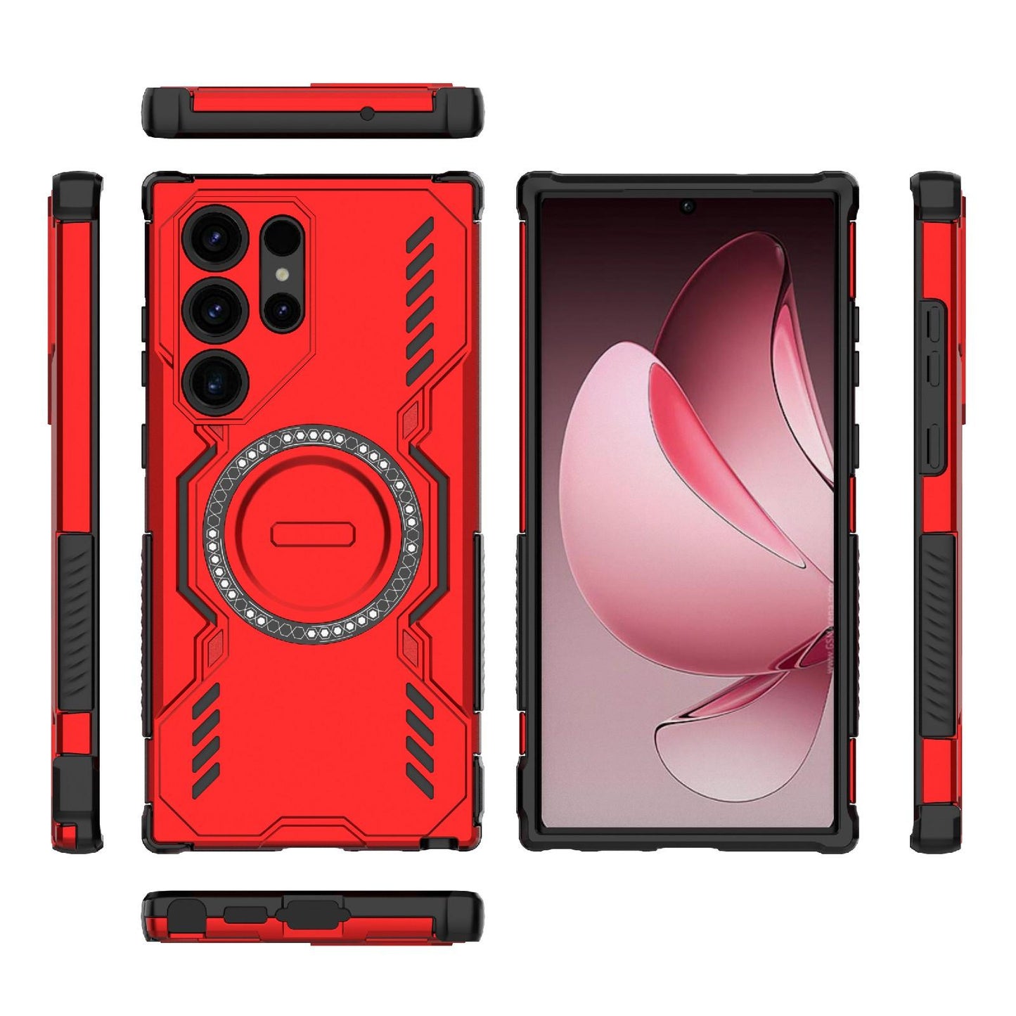 Samsung Galaxy S23 Ultra 5G Butterfly Armor MagSafe Magnetic Ring Shockproof Protective Phone Case with Stand
