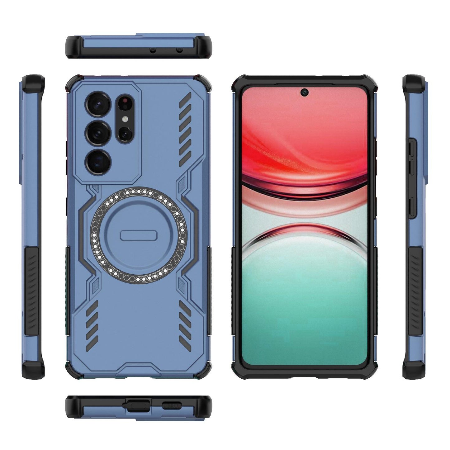 Samsung Galaxy S21 Ultra 5G Butterfly Armor MagSafe Magnetic Ring Shockproof Protective Phone Case with Stand