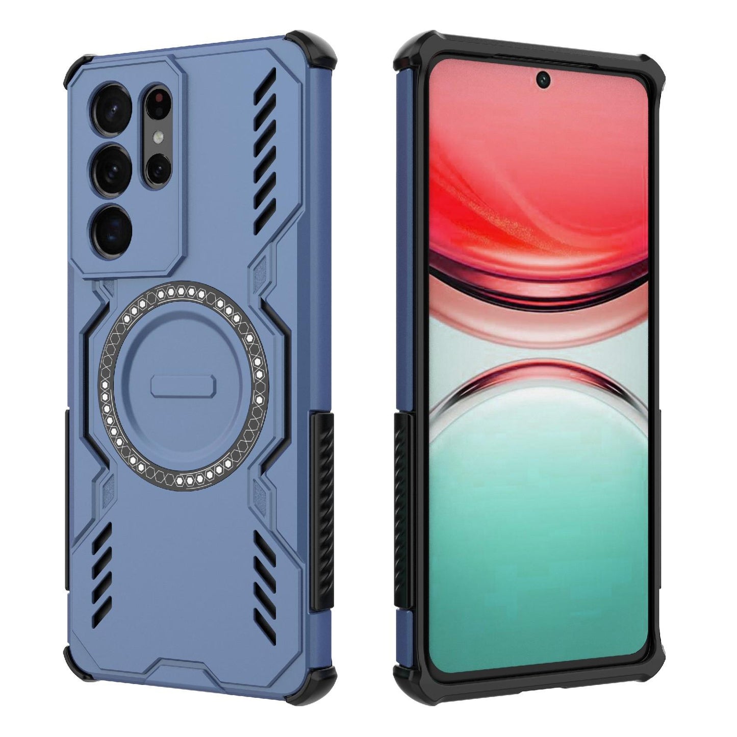 Samsung Galaxy S21 Ultra 5G Butterfly Armor MagSafe Magnetic Ring Shockproof Protective Phone Case with Stand