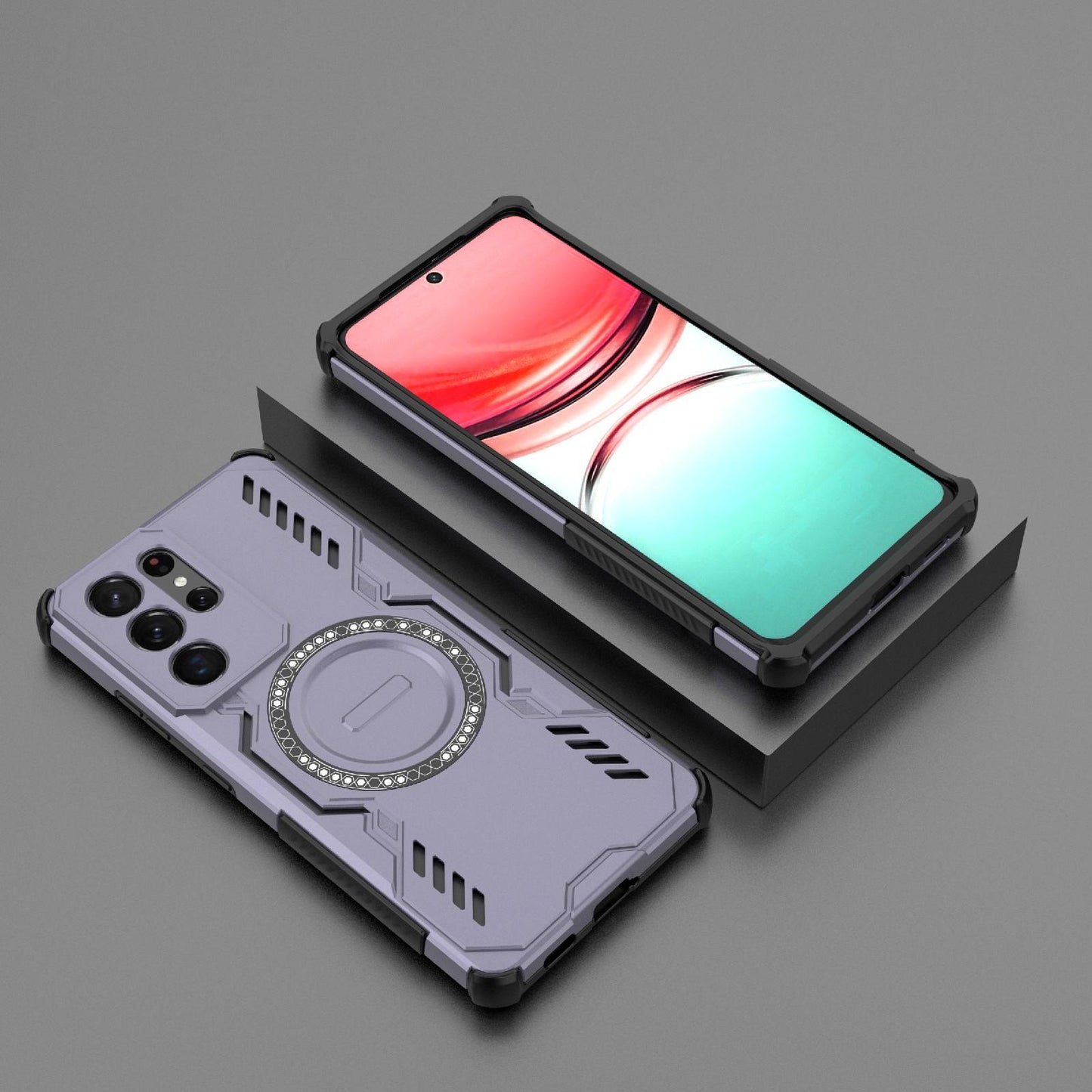 Samsung Galaxy S21 Ultra 5G Butterfly Armor MagSafe Magnetic Ring Shockproof Protective Phone Case with Stand