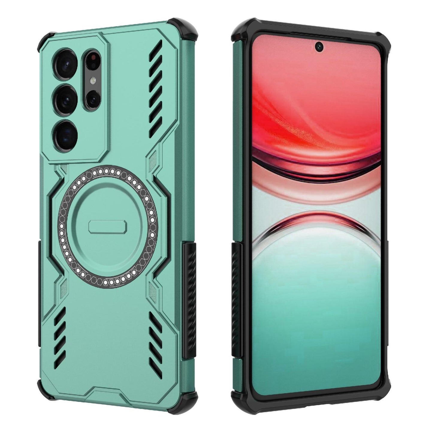 Samsung Galaxy S21 Ultra 5G Butterfly Armor MagSafe Magnetic Ring Shockproof Protective Phone Case with Stand