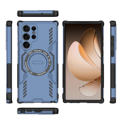 Samsung Galaxy S22 Ultra 5G Butterfly Armor MagSafe Magnetic Ring Shockproof Protective Phone Case with Stand