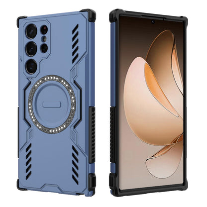 Samsung Galaxy S22 Ultra 5G Butterfly Armor MagSafe Magnetic Ring Shockproof Protective Phone Case with Stand