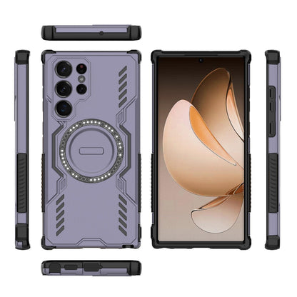 Samsung Galaxy S22 Ultra 5G Butterfly Armor MagSafe Magnetic Ring Shockproof Protective Phone Case with Stand