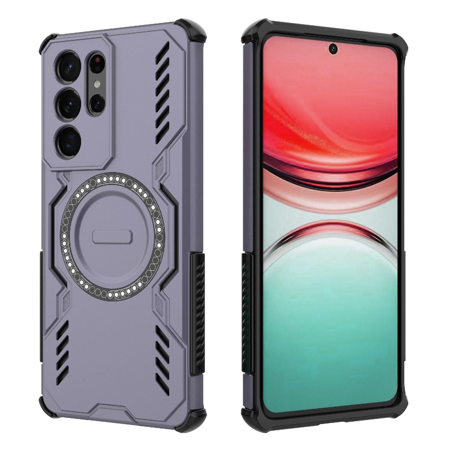 Samsung Galaxy S22 Ultra 5G Butterfly Armor MagSafe Magnetic Ring Shockproof Protective Phone Case with Stand